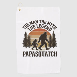 Papasquatch Vintage Bigfoot Dad Shirt Design_1 Golf Towel