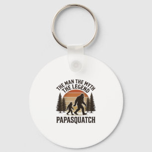 Papasquatch Vintage Bigfoot Dad Shirt Design_1 Keychain
