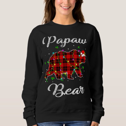 Papaw Bear Red Plaid Buffalo Matching Pajama Xmas  Sweatshirt