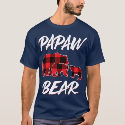Papaw Bear Red Plaid Christmas Pajama Matching Fam T_Shirt