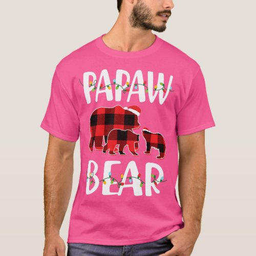 Papaw Bear Red Plaid Christmas Pajama Matching Fam T_Shirt