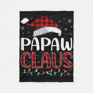Papaw Claus Christmas Lights Matching Family Xmas Fleece Blanket