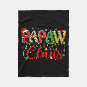 Papaw Claus Christmas Lights Pajama Family Matchin Fleece Blanket