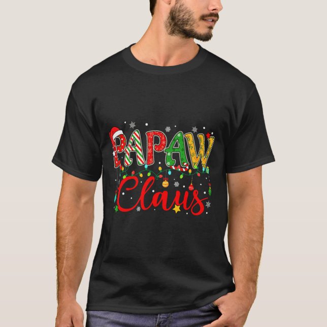 Papaw Claus Christmas Lights Pajama Family Matchin T-Shirt (Front)