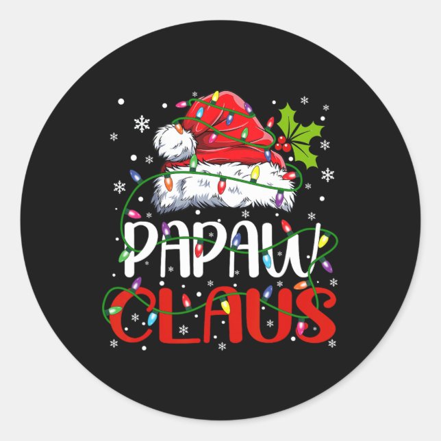 Papaw Claus Christmas Santa Matching Family Xmas P Classic Round Sticker (Front)