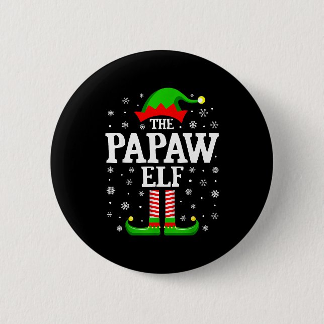 Papaw Elf Funny Christmas Family Matching  Button (Front)