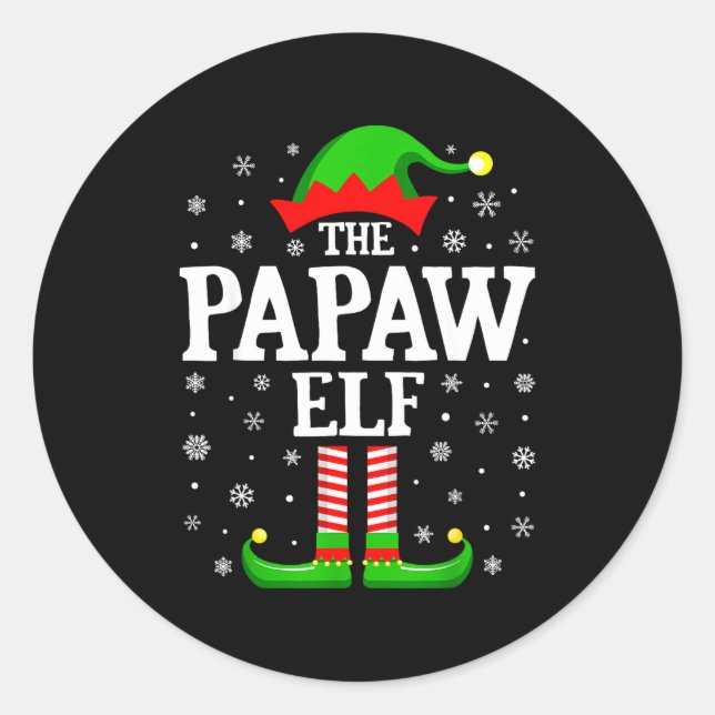 Papaw Elf Funny Christmas Family Matching  Classic Round Sticker (Front)