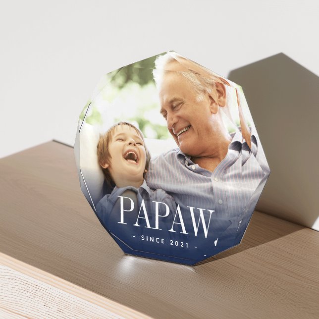 Papaw Grandpa Year Established Photo Block (Creator Uploaded)