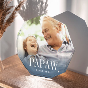 Papaw Grandpa Year Established Photo Block