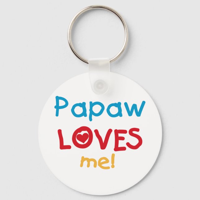 Papaw Loves Me T-shirts and Gifts Keychain (Front)