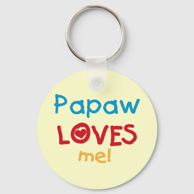 Papaw Loves Me T-shirts and Gifts Keychain (Front)