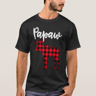 Papaw Moose Buffalo Red Plaid Christmas Pajama Fam T-Shirt