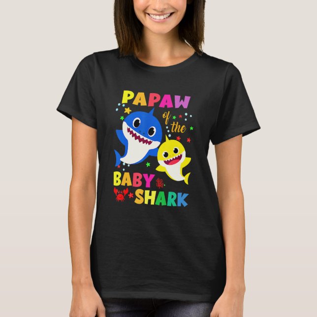 Papaw Of The Birthday Shark Dad Mom Matching Famil T-Shirt (Front)