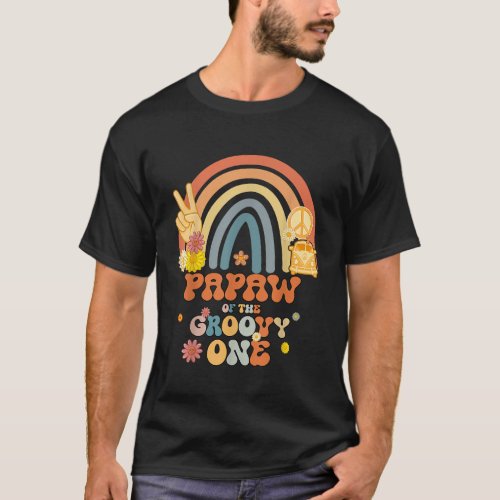 Papaw of the Groovy One Rainbow Boho Birthday Part T_Shirt