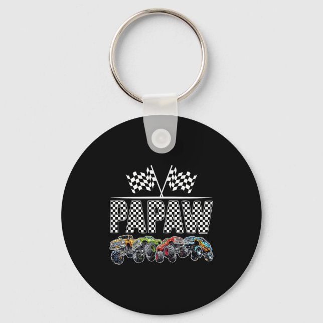 Papaw Retro Monster Truck Family Birthday Matching Keychain (Front)