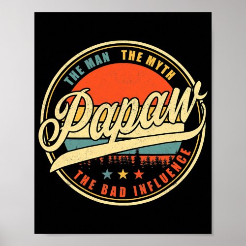 Papaw Retro Vintage Funny Papaw Fathers Day Gift Poster