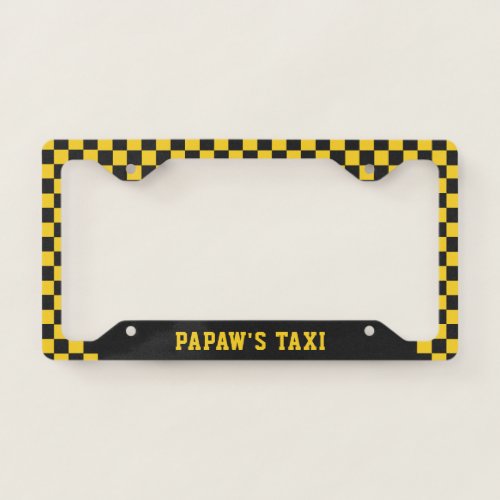 Papaws Taxi  Funny Custom Grandfather Nickname License Plate Frame