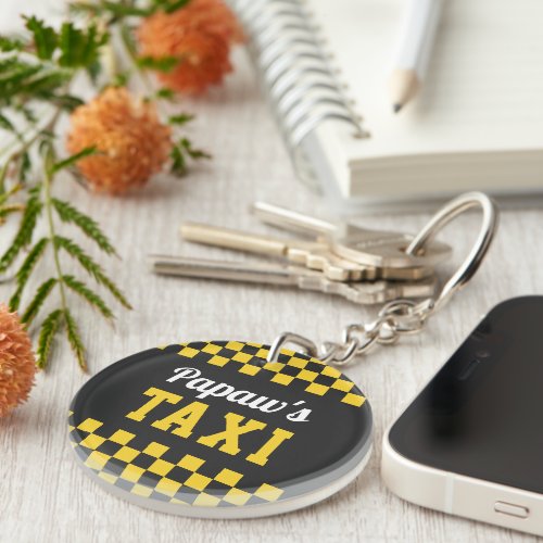 Papaws Taxi  Funny Grandpa Nickname Keychain