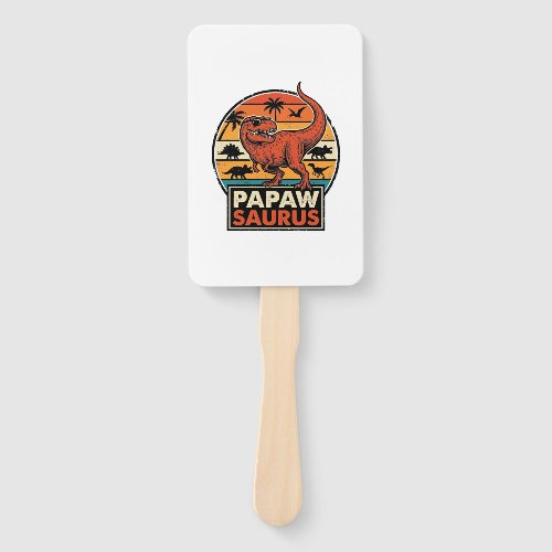 Papawsaurus Retro Dinosaur Sunset Vector Design_1 Hand Fan