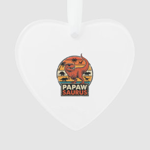 Papawsaurus Retro Dinosaur Sunset Vector Design_1 Ornament