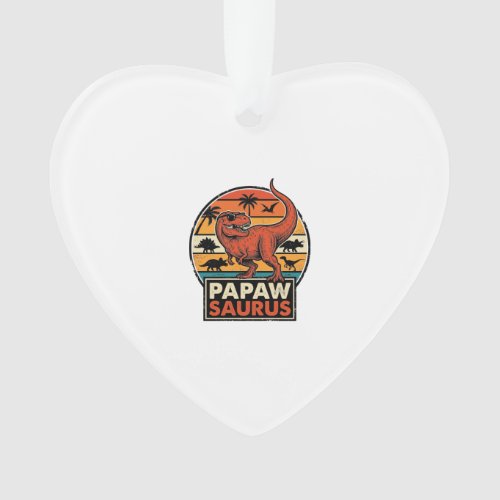 Papawsaurus Retro Dinosaur Sunset Vector Design_1 Ornament