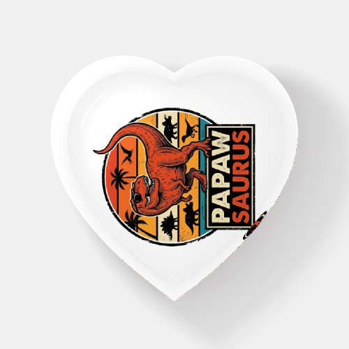 Papawsaurus Retro Dinosaur Sunset Vector Design_1 Paperweight