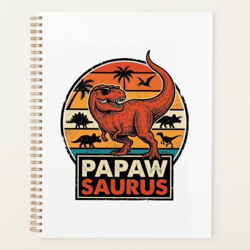 Papawsaurus Retro Dinosaur Sunset Vector Design_1 Planner
