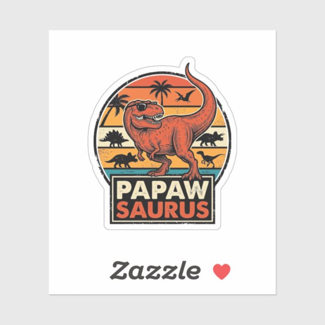 Papawsaurus Retro Dinosaur Sunset Vector Design_1 Sticker (Sheet)