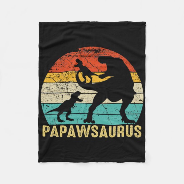 Papawsaurus Rex Papaw Dinosaur 2 Kids Fathers Day  Fleece Blanket (Front)