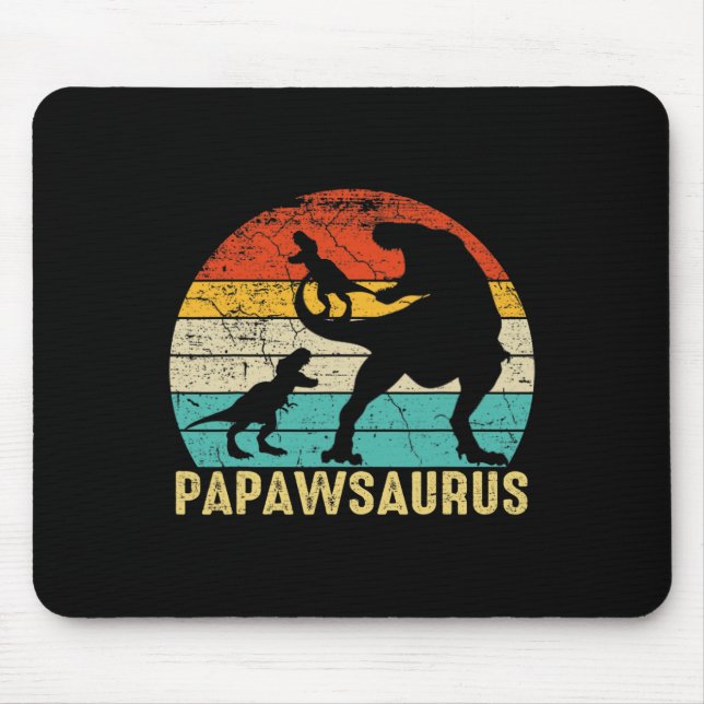 Papawsaurus Rex Papaw Dinosaur 2 Kids Fathers Day  Mouse Pad (Front)