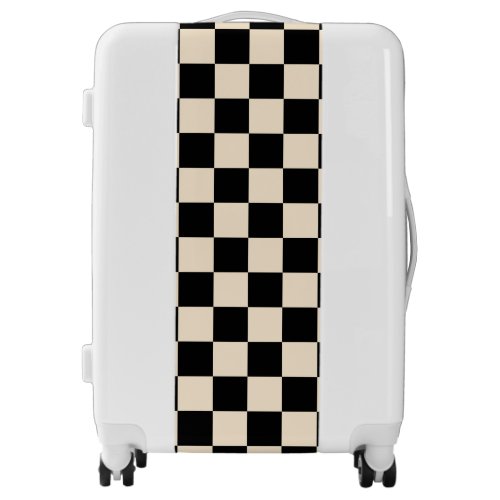 Papaya and Black Checkered Checkerboard Vintage Luggage