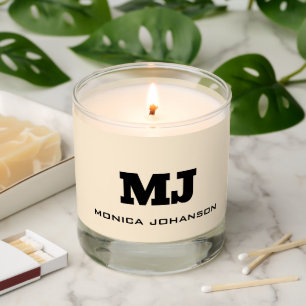 Papaya and Black Modern Monogram Name Scented Candle