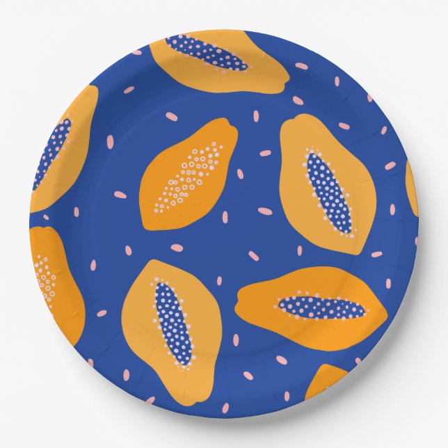 Papaya fruit pattern paper plates (Front)