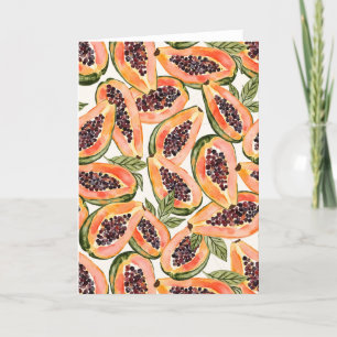 Papaya Fruit Watercolor Letterpress Thank You Card