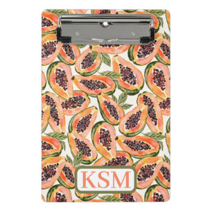 Papaya Fruit Watercolor Monogram Mini Clipboard