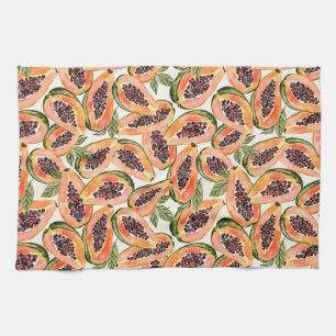 Papaya Fruit Watercolor Tea Towel