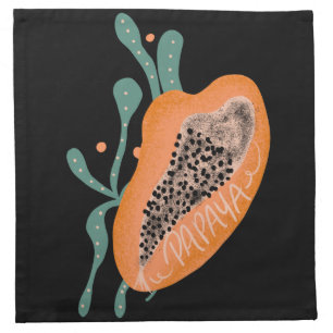 Papaya Hand Drawn Lettering Tropical Fruit Cloth Napkin