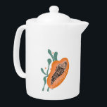 Papaya Hand Drawn Lettering Tropical Fruit     Teapot<br><div class="desc">Hand Drawn Papaya Hand Lettering Art Design</div>