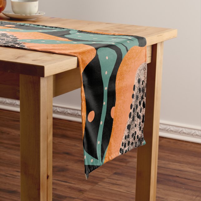 Papaya Hand  Tropical Fruit Abstract Pattern  Short Table Runner (In Situ)