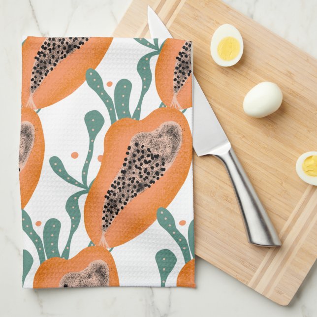 Papaya Hand  Tropical Fruit   Pattern Kitchen Towel (Quarter Fold)