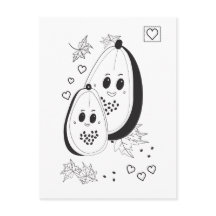 Papaya Love Coloring Postcard