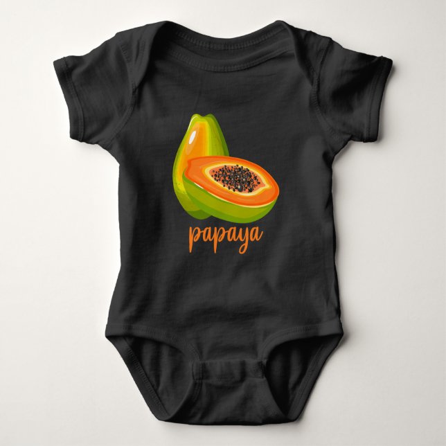 Papaya Lover Vegan Summer Fruit Baby Bodysuit (Front)