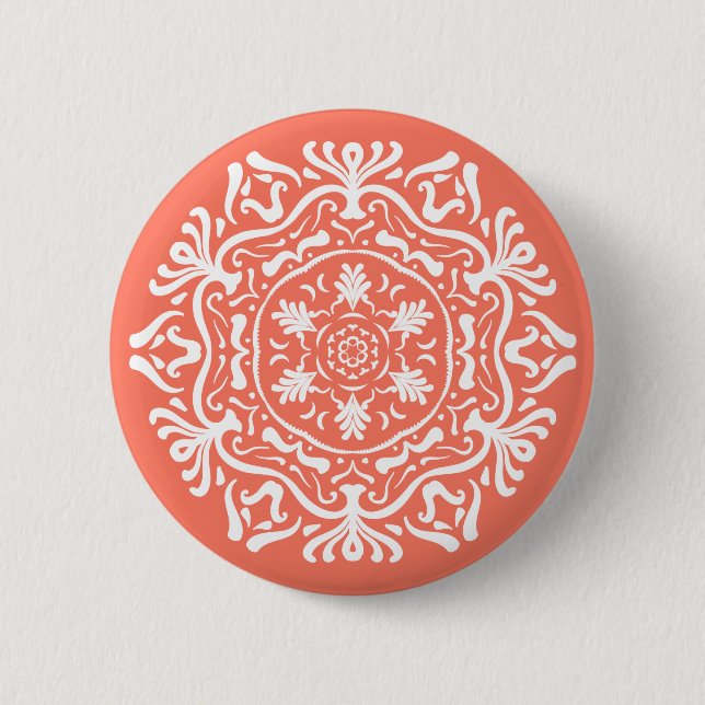 Papaya Mandala Button (Front)