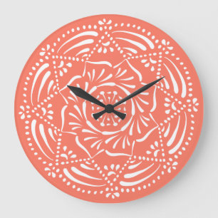 Papaya Mandala Large Clock