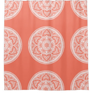 Papaya Mandala Shower Curtain