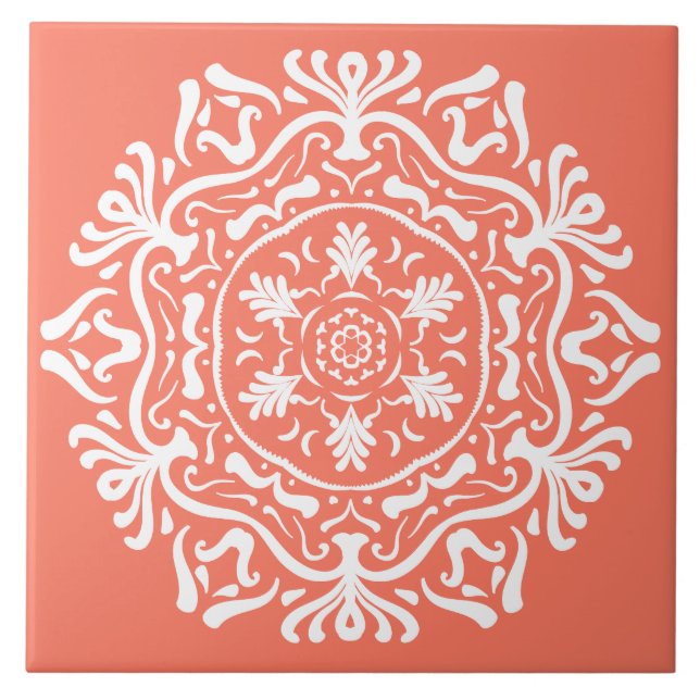 Papaya Mandala Tile (Front)