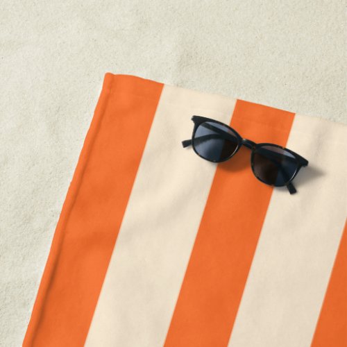 Papaya Orange Cream Summer Stripes Beach Towel