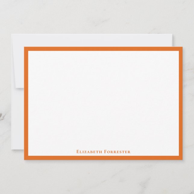 Papaya Orange Simple Minimalist Border Note Card (Front)