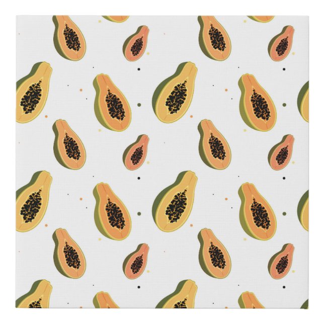 Papaya Pattern Wall Canvas Illustration (Front)