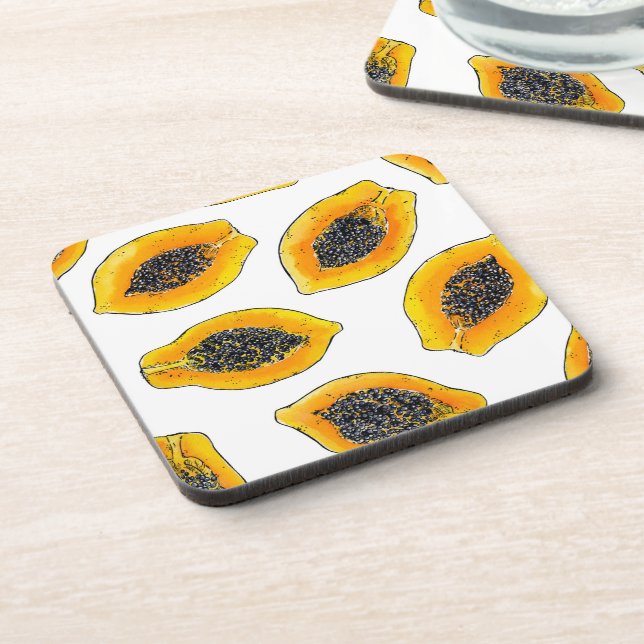 Papaya slices beverage coaster (Left Side)